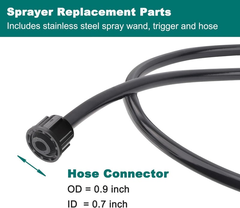 Diraeen Replacement Sprayer Wand for Ryobi，44" Sprayer Part with Adjustable Nozzle, Trigger Wand & Hose Compatible for P2800, P2803 Sprayer，Suitable for ports with a diameter of 0.7 inches (1.78 cm) - Image 4